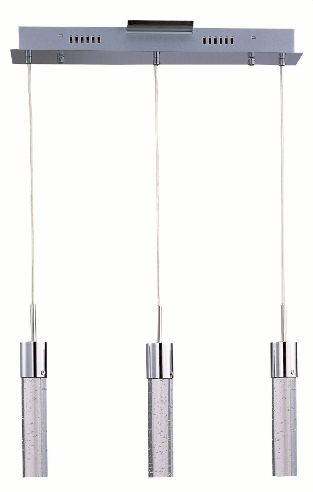 ET2 Lighting-E22773-91PC-Fizz IV-22.5W 3 LED Pendant in Mediterranean style-4.75 Inches wide by 12.5 inches high   Polished Chrome Finish with Bubble Glass