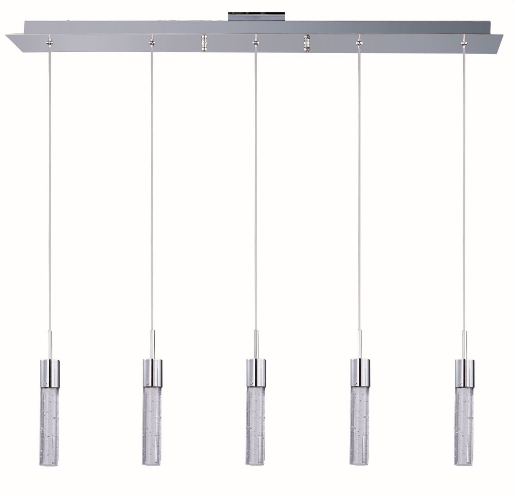 ET2 Lighting-E22774-91PC-Fizz IV-37.5W 5 LED Pendant in Mediterranean style-39 Inches wide by 12 inches high   Polished Chrome Finish with Bubble Glass