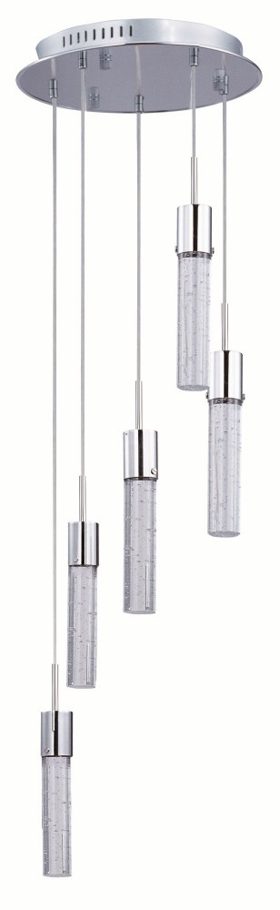 ET2 Lighting-E22775-91PC-Fizz IV-37.5W 5 LED Pendant in Mediterranean style-14 Inches wide by 0 inches high   Polished Chrome Finish with Bubble Glass