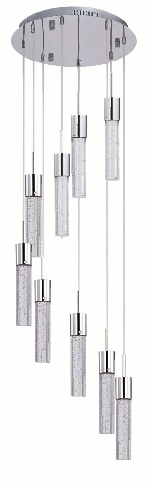 ET2 Lighting-E22779-91PC-Fizz IV-67.5W 9 LED Pendant in Mediterranean style-16 Inches wide by 14 inches high   Polished Chrome Finish with Bubble Glass