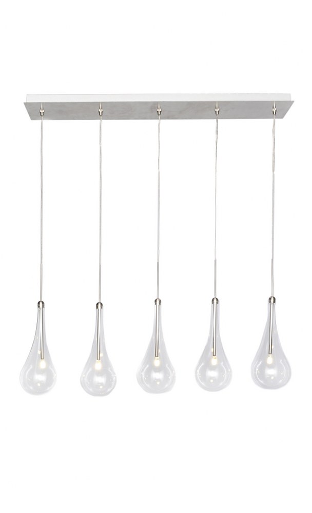 ET2 Lighting-E23125-18PC-Larmes-7.5W 5 LED Pendant in Modern style-4.5 Inches wide by 16.5 inches high   Polished Chrome Finish with Clear Glass