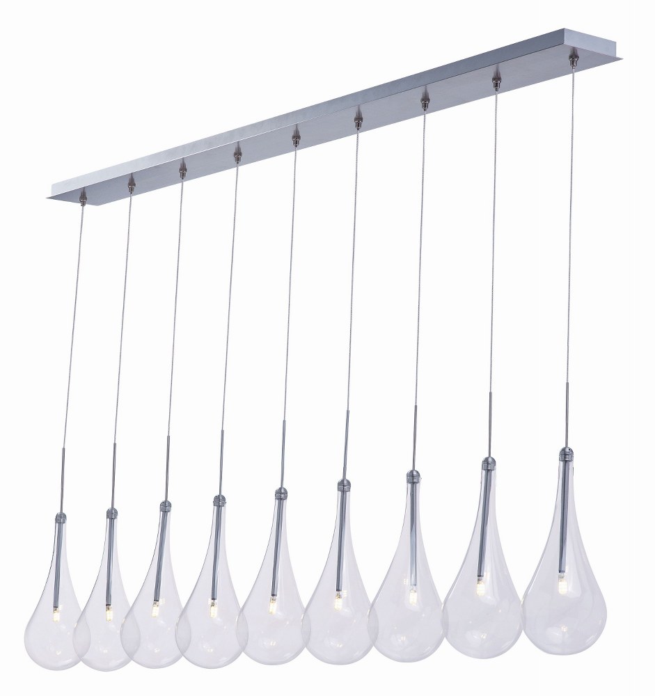 ET2 Lighting-E23129-18PC-Larmes-13.5W 9 LED Pendant in Modern style-4.5 Inches wide by 16.5 inches high   Polished Chrome Finish with Clear Glass