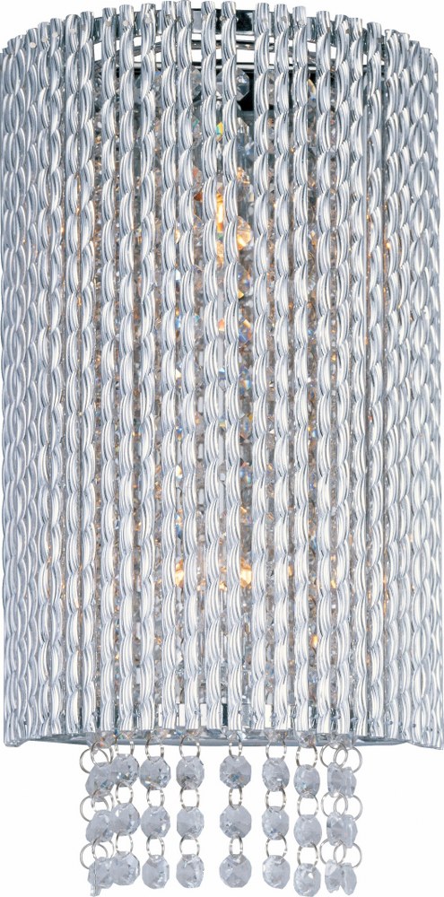 ET2 Lighting-E23131-10PC-Spiral-2 Light Wall Sconce in Mediterranean style-7.5 Inches wide by 15 inches high   Polished Chrome Finish