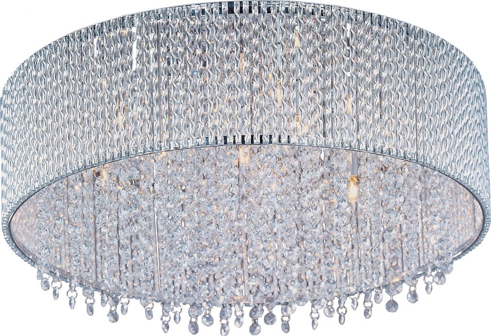 ET2 Lighting-E23133-10PC-Spiral-7 Light Flush Mount in Mediterranean style-16.75 Inches wide by 9.5 inches high   Polished Chrome Finish