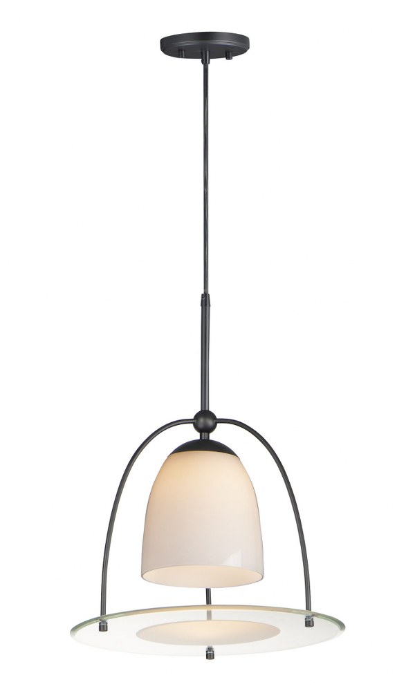 ET2 Lighting-E23336-92BK-Focal Point-15W 1 LED Pendant-15 Inches wide by 19.5 inches high   Black Finish with Satin White Glass