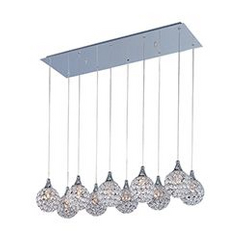 ET2 Lighting-E24028-20PC-Brilliant-Ten Light Pendant in Crystal style-11 Inches wide by 7 inches high   Polished Chrome Finish