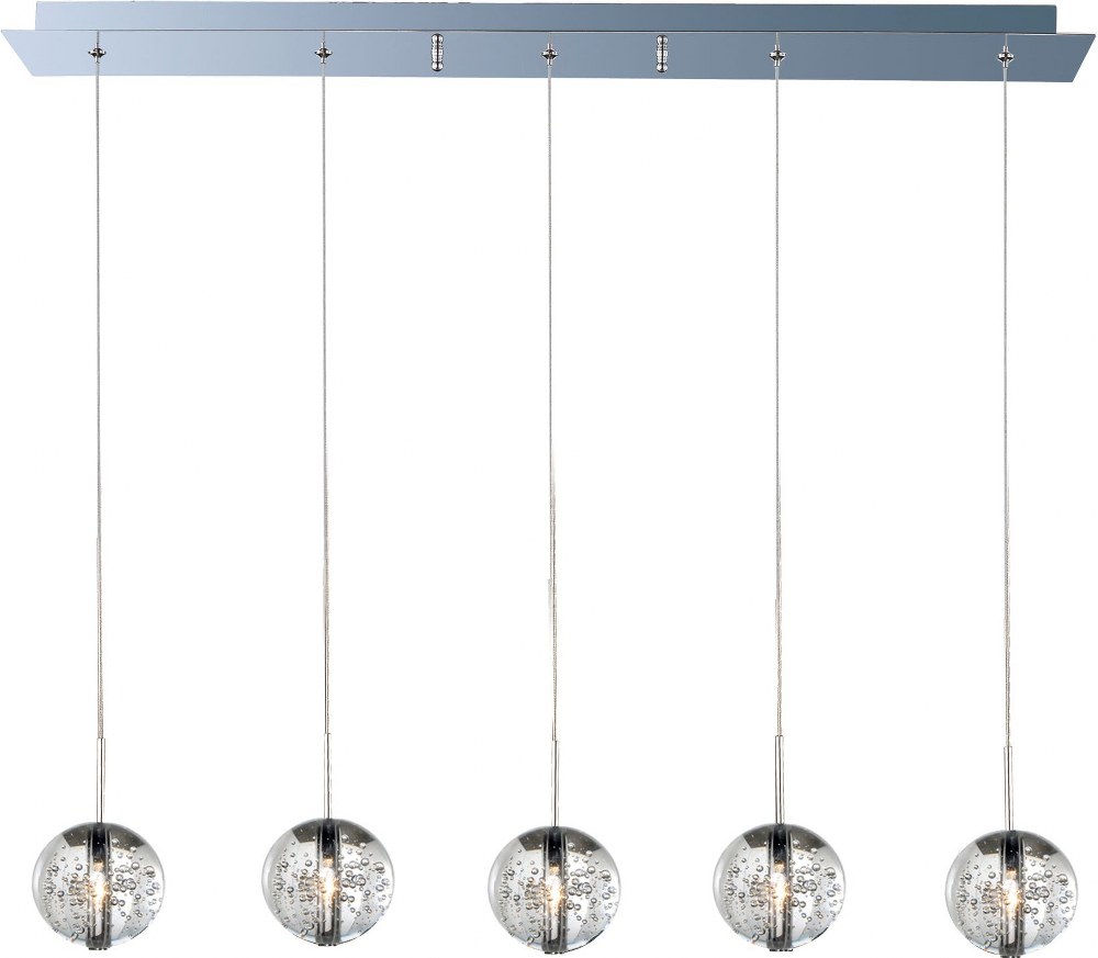 ET2 Lighting-E24257-91PC-Orb-5 Light Pendant in European style-4 Inches wide by 4 inches high   Polished Chrome Finish with Bubble Glass