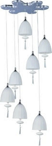 ET2 Lighting-E24356-11PC-Chute - Seven Light Pendant Polished Chrome Matte White Polished Chrome Finish with Mirror Chrome Glass