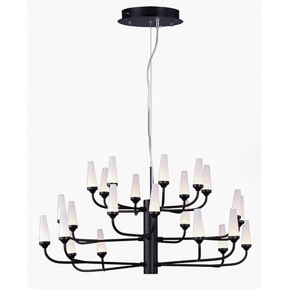 ET2 Lighting-E24363-09BZ-Candela 3 Tier Chandelier 24 Light Metal/Acrylic-33 Inches wide by 15.5 inches high Bronze  Polished Chrome Finish with Frost White Glass