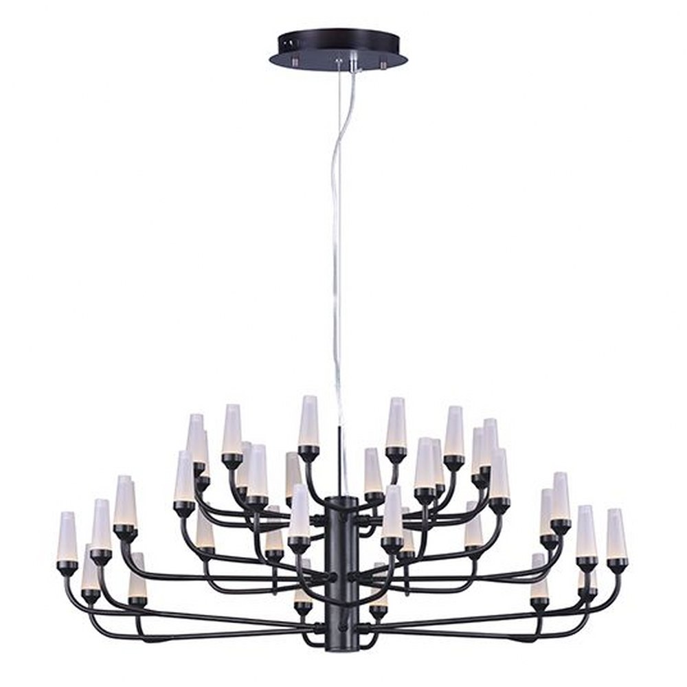 ET2 Lighting-E24365-09BZ-Candela 3 Tier Chandelier 36 Light Metal/Acrylic-32.75 Inches wide by 12.75 inches high Bronze  Polished Chrome Finish with Frost White Glass