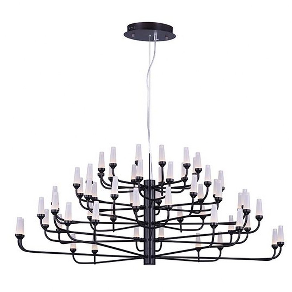 ET2 Lighting-E24367-09BZ-Candela 5 Tier Chandelier 60 Light Metal/Acrylic-44.5 Inches wide by 18.25 inches high Bronze  Polished Chrome Finish with Frost White Glass