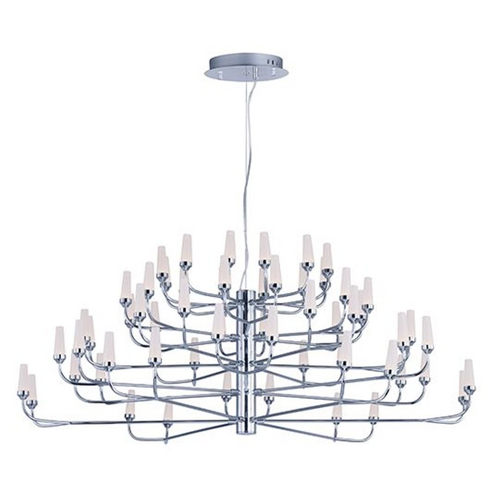 ET2 Lighting-E24367-09PC-Candela 5 Tier Chandelier 60 Light Metal/Acrylic-44.5 Inches wide by 18.25 inches high Polished Chrome  Polished Chrome Finish with Frost White Glass
