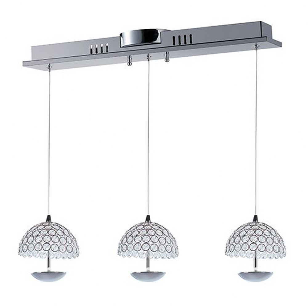 ET2 Lighting-E24493-20PC-Parasol-12W 3 LED Pendant-26 Inches wide by 6.5 inches high   Polished Chrome Finish with Crystal Glass