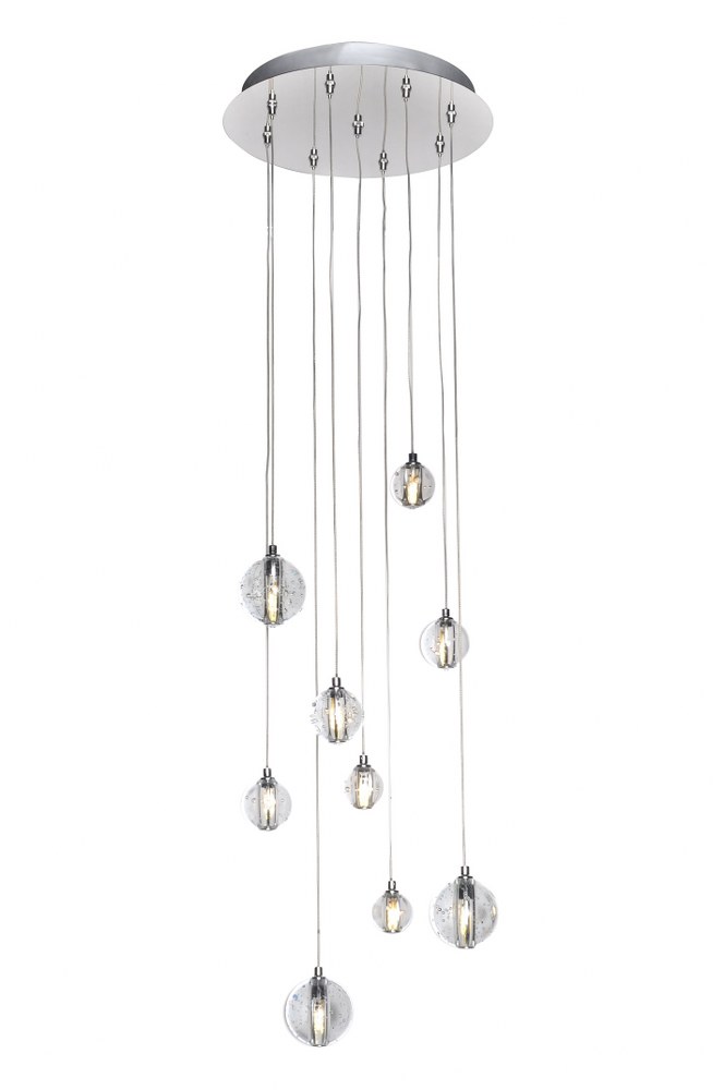 ET2 Lighting-E24506-91PC-Harmony-13.5W 9 LED Pendant in Modern style-12.75 Inches wide by 3.75 inches high   Polished Chrome Finish with Bubble Glass