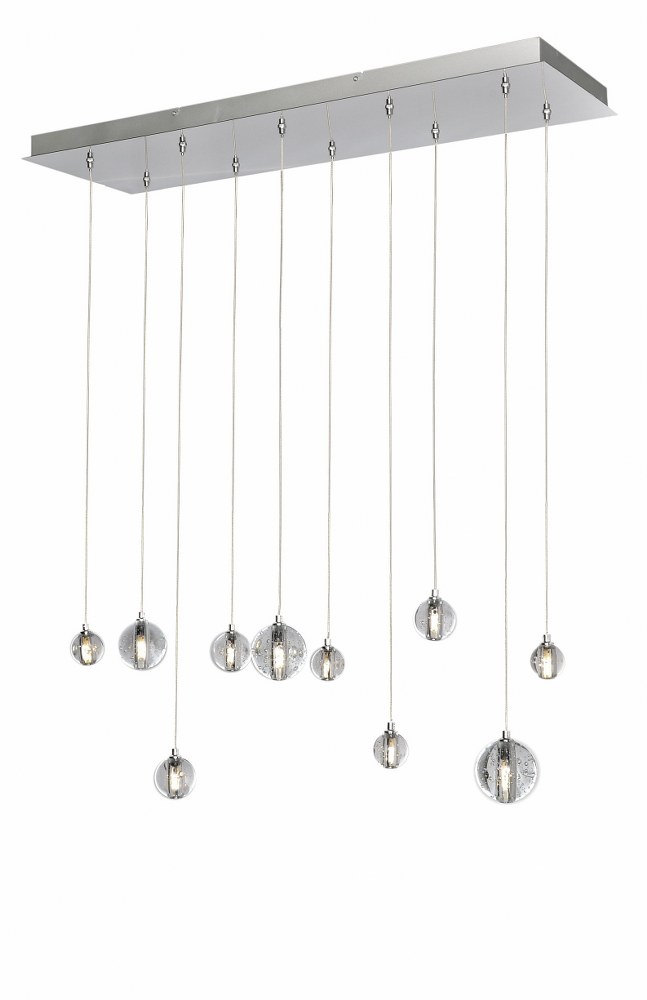 ET2 Lighting-E24507-91PC-Harmony-15W 10 LED Pendant in Modern style-11 Inches wide by 3.75 inches high   Polished Chrome Finish with Bubble Glass
