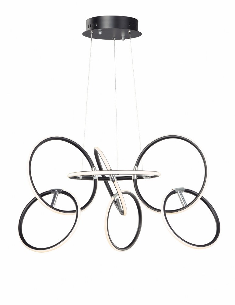 ET2 Lighting-E24725-BKPC-Ringer-567W 7 LED Pendant-32 Inches wide by 18 inches high   Black/Polished Chrome Finish