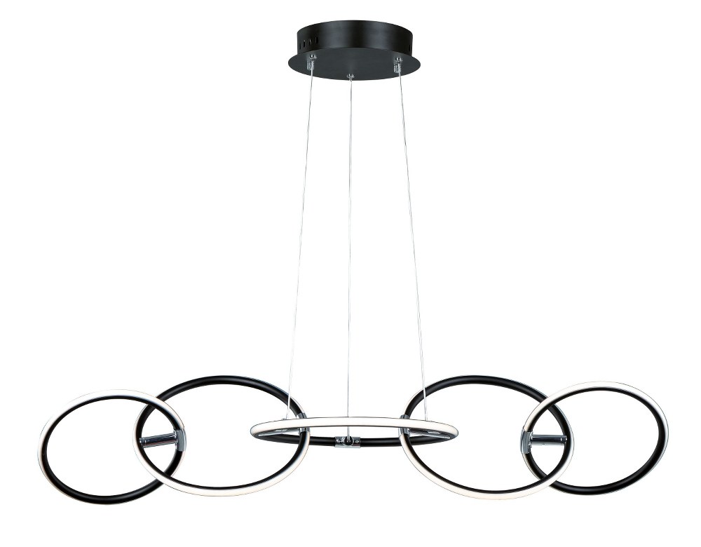 ET2 Lighting-E24726-BKPC-Ringer - 42.5 Inch 295W 5 LED Linear Pendant   Black/Polished Chrome Finish