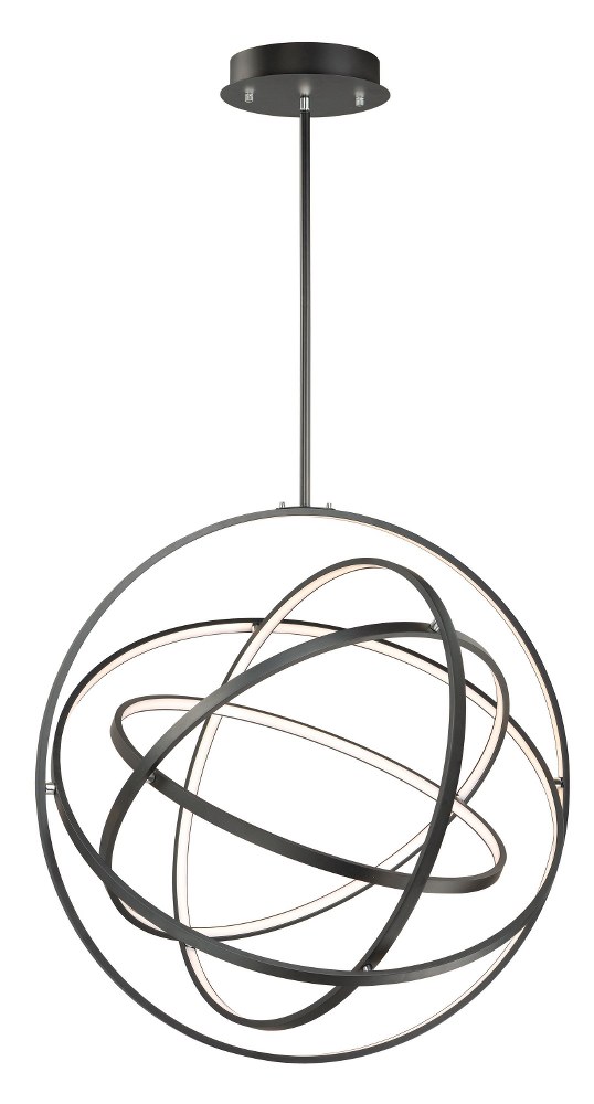 ET2 Lighting-E24785-BK-Gyro II-390W 5 LED Pendant-31.5 Inches wide by 31.5 inches high Black  Polished Chrome Finish