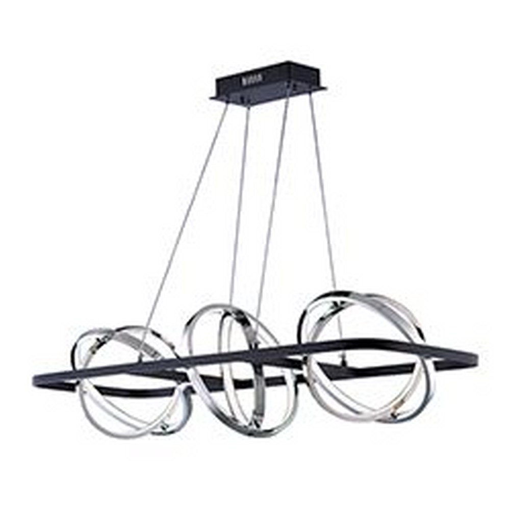 ET2 Lighting-E24788-BKPC-Gyro II-438W 6 LED Linear Pendant-13.75 Inches wide by 10 inches high   Black/Polished Chrome Finish