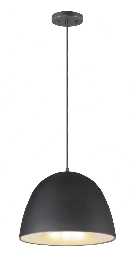 ET2 Lighting-E24914-BKSBR-Fungo-8W 1 LED Pendant-15.75 Inches wide by 11 inches high Black/Satin Brass  Black/Satin Brass Finish with White Acrylic Glass