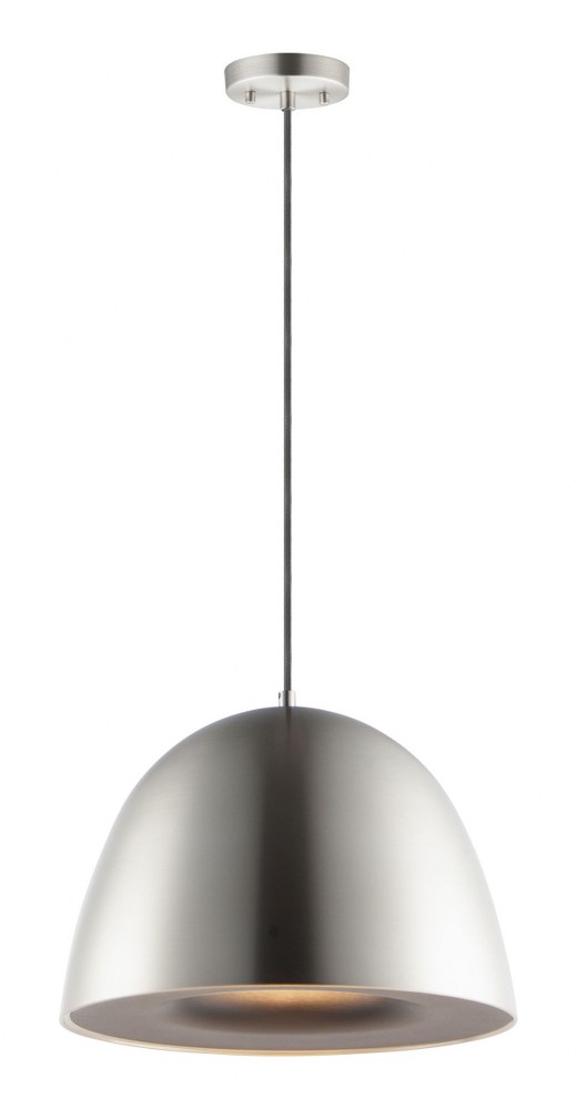 ET2 Lighting-E24914-SNBK-Fungo-8W 1 LED Pendant-15.75 Inches wide by 11 inches high   Satin Nickel/Black Finish with White Acrylic Glass