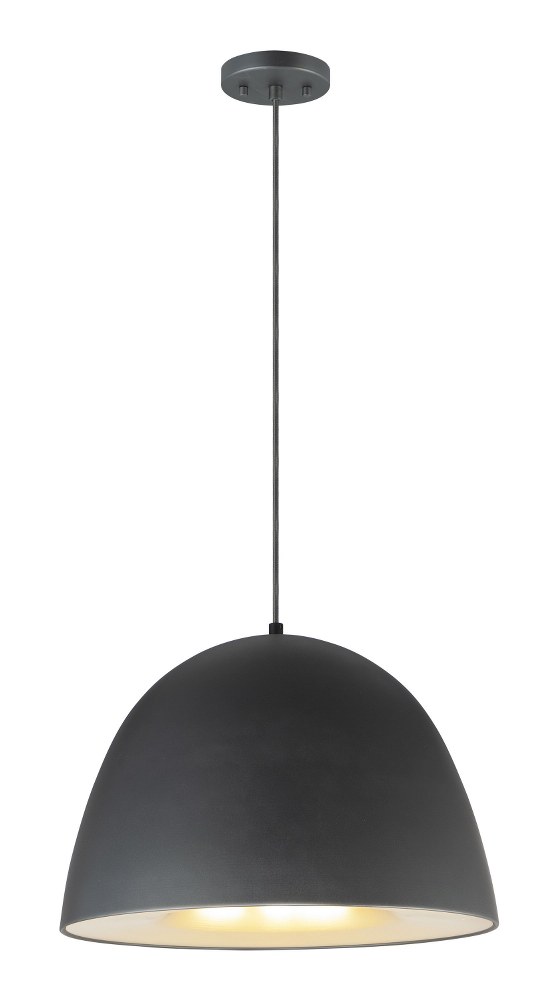 ET2 Lighting-E24916-BKSBR-Fungo-12W 1 LED Pendant-23.5 Inches wide by 16.5 inches high Black/Satin Brass  Black/Satin Brass Finish with White Acrylic Glass