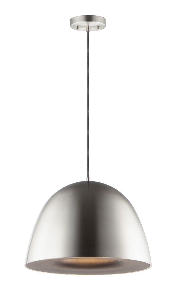 ET2 Lighting-E24916-SNBK-Fungo-12W 1 LED Pendant-23.5 Inches wide by 16.5 inches high   Satin Nickel/Black Finish with White Acrylic Glass