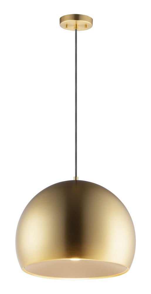 ET2 Lighting-E24924-SBRCOF-Palla-8W 1 LED Pendant-15.75 Inches wide by 11.75 inches high   Satin Brass/Coffee Finish with White Acrylic Glass