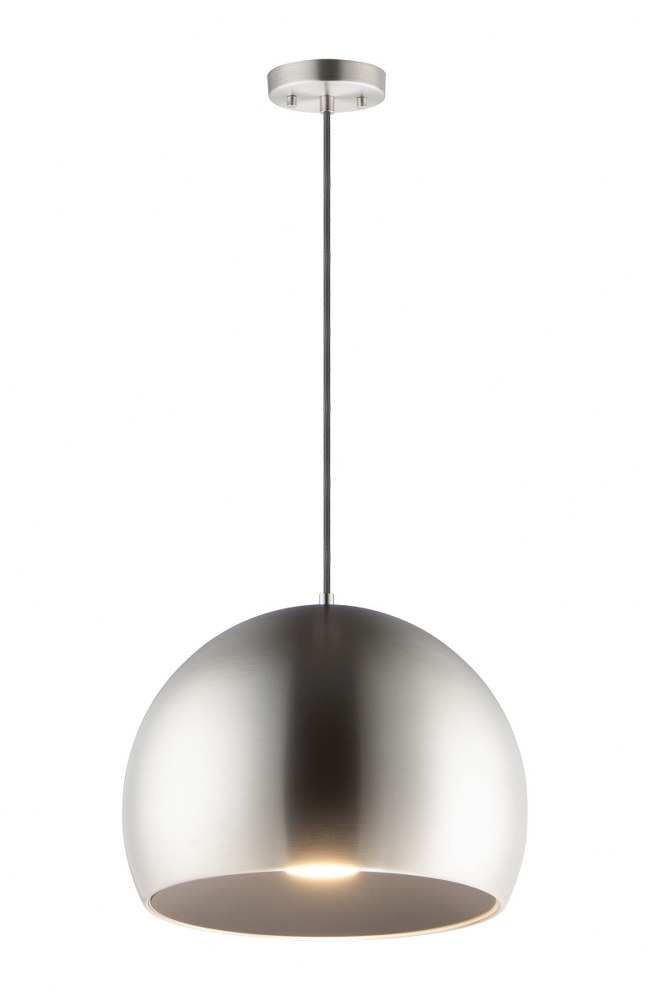 ET2 Lighting-E24924-SNBK-Palla-8W 1 LED Pendant-15.75 Inches wide by 11.75 inches high   Satin Nickel/Black Finish with White Acrylic Glass