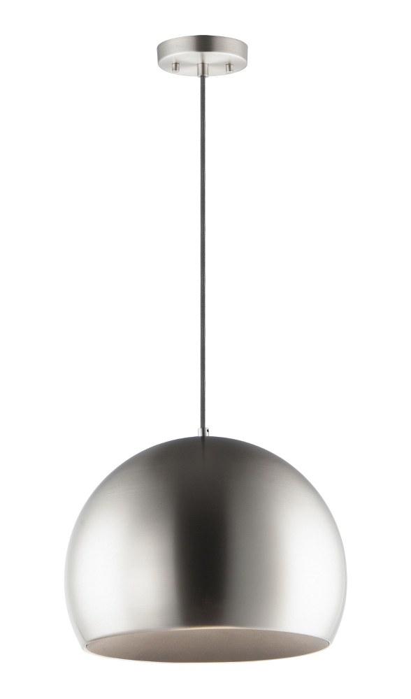 ET2 Lighting-E24926-SNBK-Palla-12W 1 LED Pendant-19.75 Inches wide by 14.5 inches high   Satin Nickel/Black Finish with White Acrylic Glass