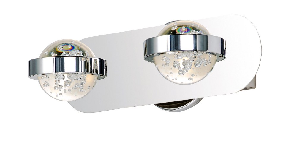 ET2 Lighting-E30612-91PC-Cosmo-9W 2 LED Bath Vanity-13 Inches wide by 4.75 inches high   Polished Chrome Finish with Bubble Glass