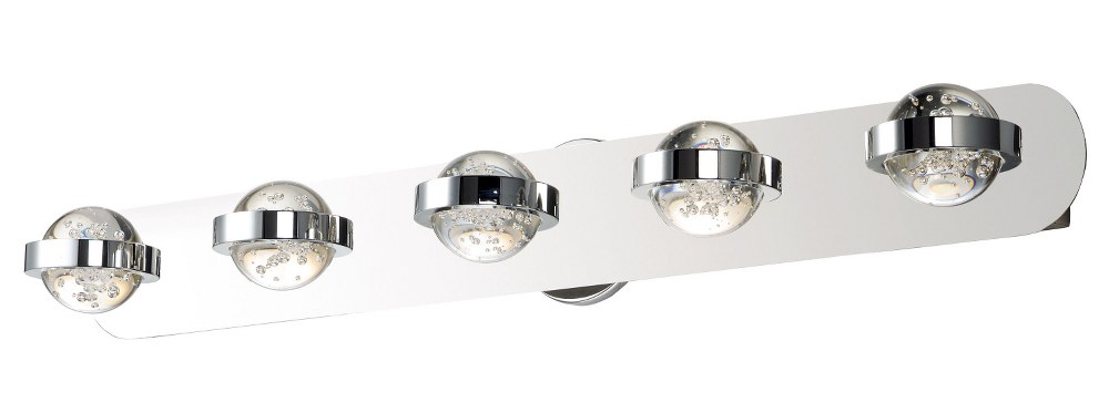 ET2 Lighting-E30615-91PC-Cosmo - 35.75 Inch 22.5W 5 LED Bath Vanity   Polished Chrome Finish with Bubble Glass