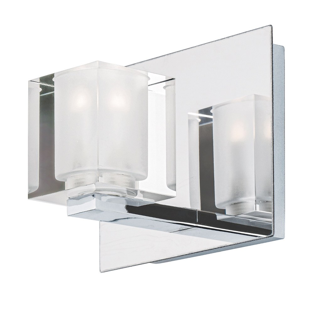 ET2 Lighting-E32031-18PC-Blocs-2.2W 1 LED Wall Sconce-6 Inches wide by 4.75 inches high   Polished Chrome Finish with Clear Glass