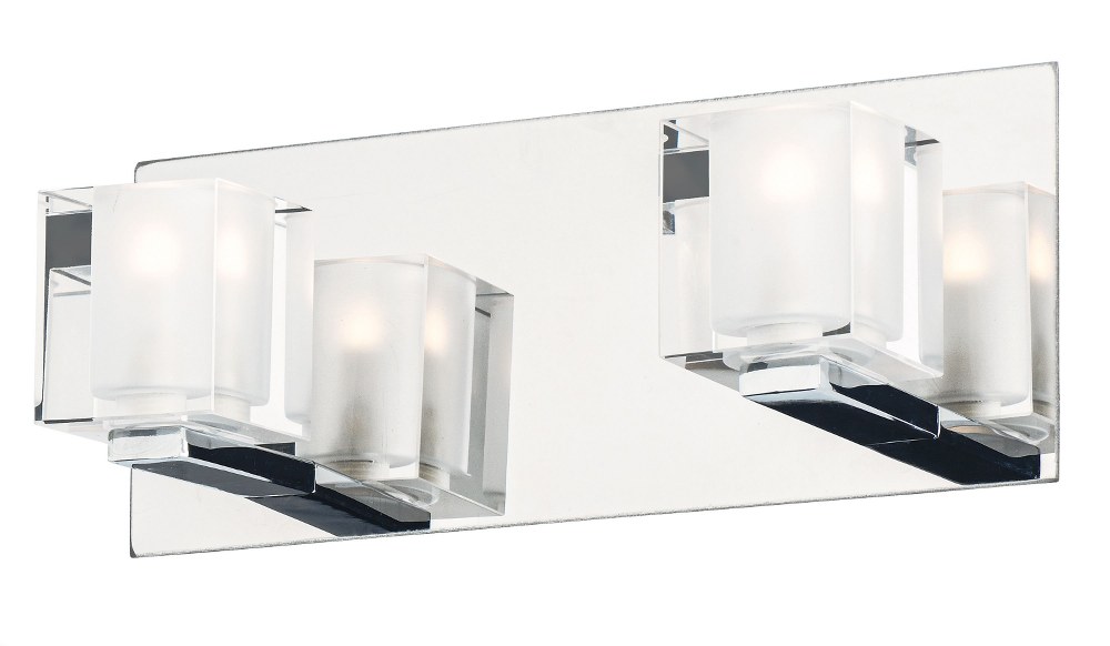 ET2 Lighting-E32032-18PC-Blocs - 11.75 Inch 4.4W 2 LED Wall sconce   Polished Chrome Finish with Clear Glass