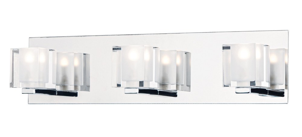 ET2 Lighting-E32033-18PC-Blocs-6.6W 3 LED Bath Vanity-19.5 Inches wide by 4.75 inches high   Polished Chrome Finish with Clear Glass