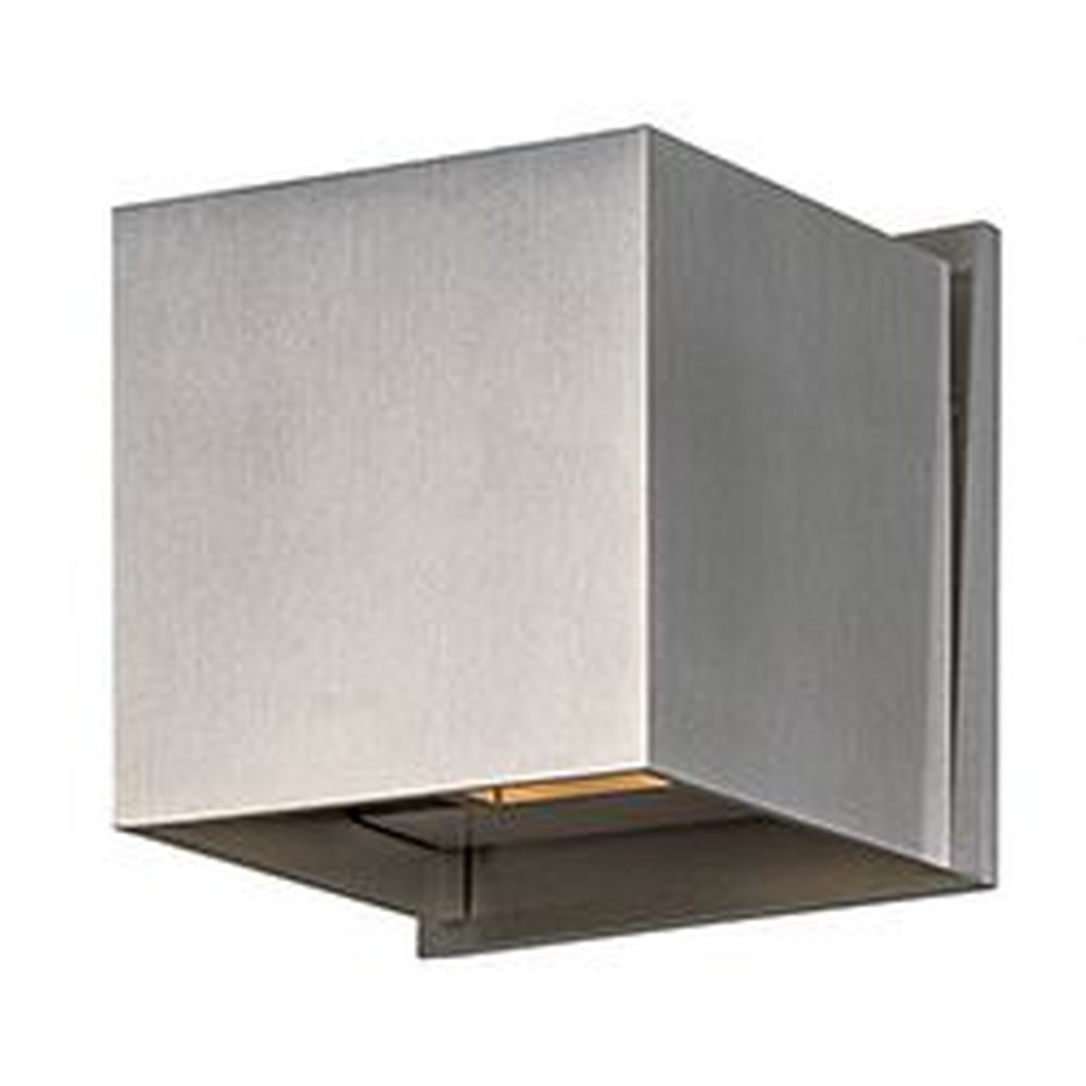 ET2 Lighting-E41308-SA-Alumilux Cube-6W 2 LED Outdoor Wall Mount in Modern style-4.5 Inches wide by 4.5 inches high   Satin Aluminum Finish