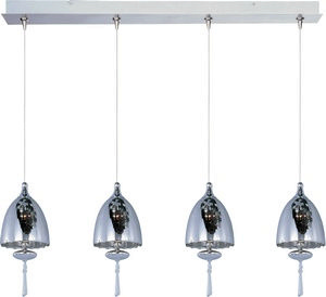 ET2 Lighting-E94926-11SN-Minx - Four Light RapidJack Pendant   Satin Nickel Finish with Matte White Glass