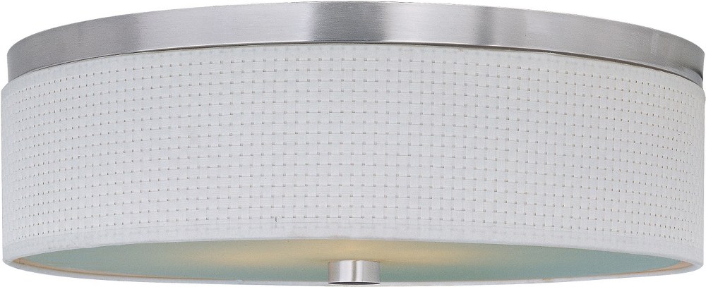 ET2 Lighting-E95004-100SN-Elements-3 Light Flush Mount in European style-20 Inches wide by 6.25 inches high Satin Nickel White Satin Nickel Finish with Natural Fiber Fabric Shade