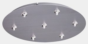 ET2 Lighting-EC85018-SN-RapidJack-Seven Light Round Canopy-17 Inches wide by 2.5 inches high Satin Nickel  Bronze Finish