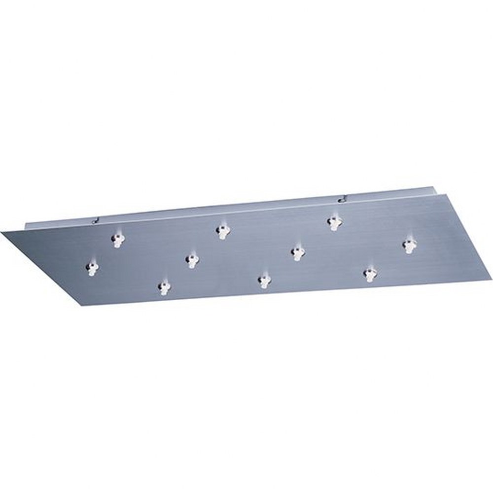 ET2 Lighting-EC95025-SN-RapidJack Xenon-Ten-Port Rectangle RapidJack Canopy in Traditional style-31.5 Inches wide by 2.5 inches high   Satin Nickel Finish