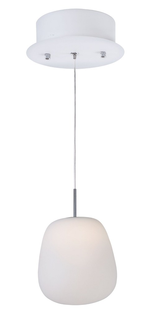 ET2 Lighting-E21121-11WT-Puffs-4.8W 1 LED Pendant-6.25 Inches wide by 7.5 inches high   White Finish with Opal Glass