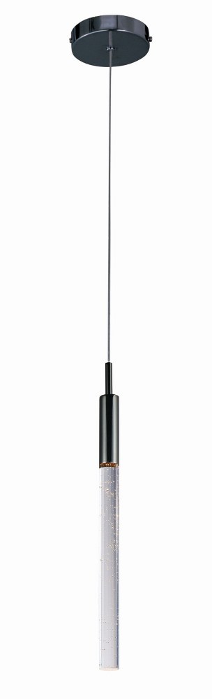 ET2 Lighting-E32771-91BC-Scepter-7.5W 1 LED Pendant-4.75 Inches wide by 18 inches high   Black Chrome Finish with Bubble Glass