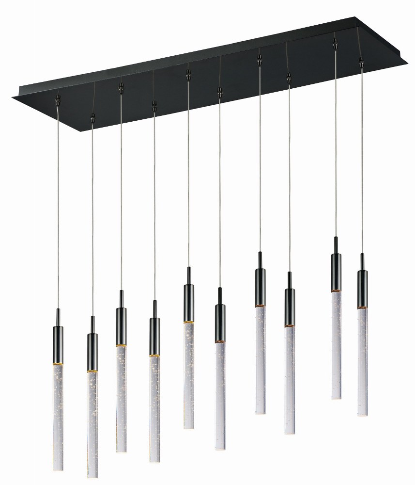 ET2 Lighting-E32779-91BC-Scepter-75W 10 LED Pendant-11 Inches wide by 18 inches high   Black Chrome Finish with Bubble Glass