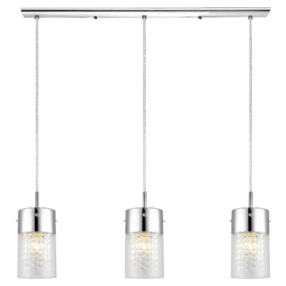 Eglo Lighting-200123A-Diamond - Three Light Crystal Pendant   Chrome Finish with Clear Glass with Clear Crystal