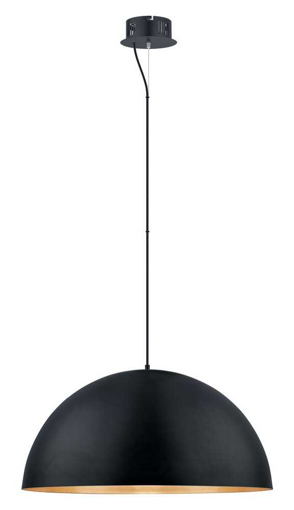 Eglo Lighting-201295A-Gaetano - 31.5 Inch 22.5W 1 LED Bowl Pendant   Black/Gold Finish with Black/Gold Steel Shade