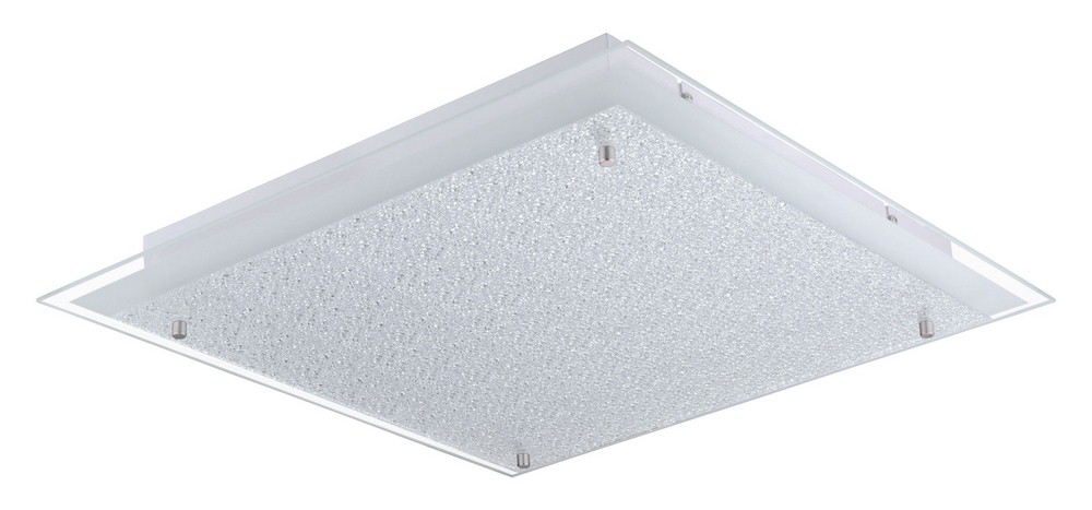 Eglo Lighting-201298A-Priola - 19.63 Inch 26.8W 1 LED Flush Mount   Matte Nickel Finish with White Structured Glass