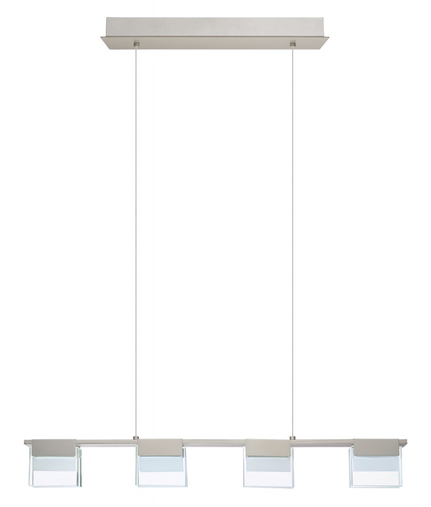 Eglo Lighting-201438A-Vicino - 100.8W 4 LED Pendant In Contemporary Style-59 Inches Tall and 5 Inches Wide Matte Nickel Finish with Frosted/Clear Glass