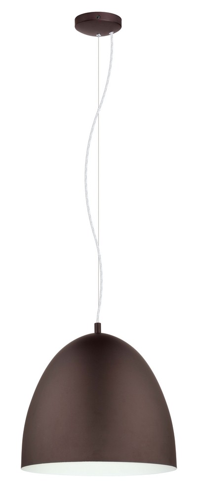 Eglo Lighting-201546A-Sariabia - 1-Light Bowl Pendant - Grey Finish - Grey Exterior White Interior Metal Shade   Chocolate Brown Finish