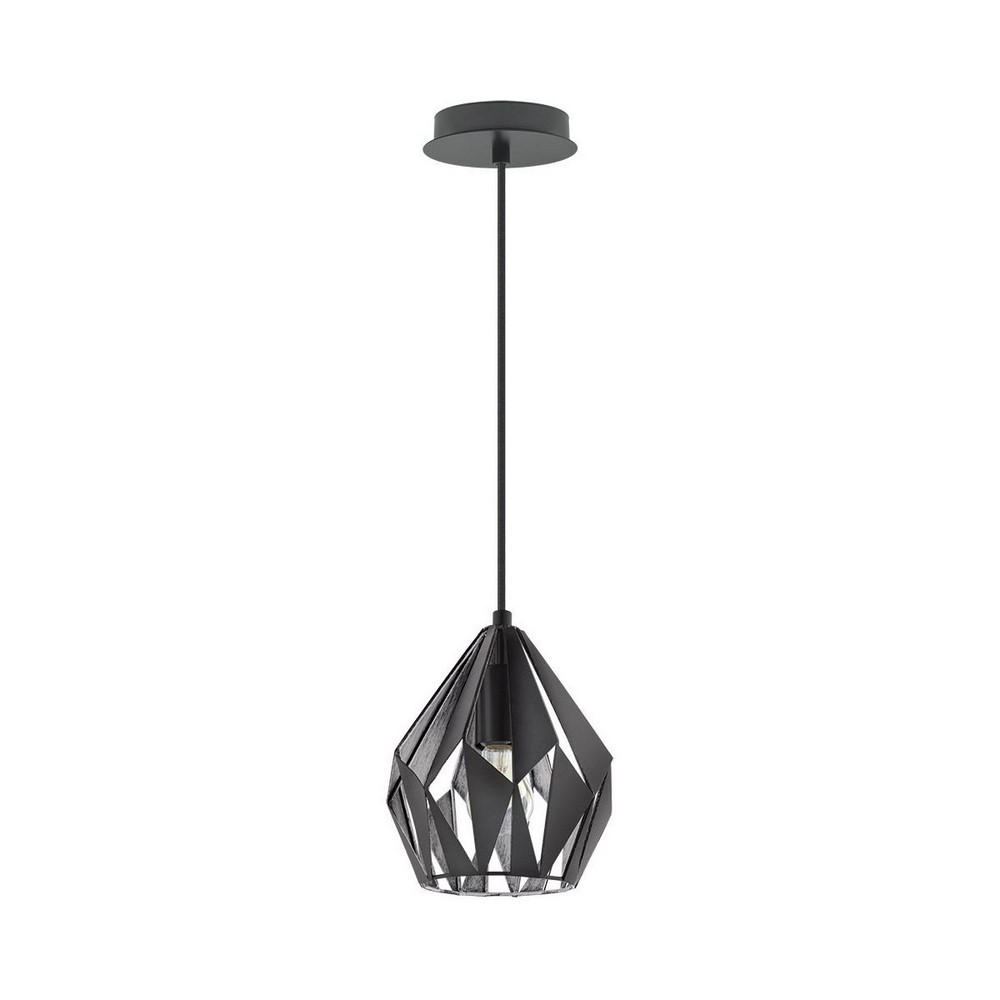 Eglo Lighting-202035A-Carlton 3 - One Light Geometric Pendant   Matte Black/Silver Finish with Matte Black/Silver Metal Shade