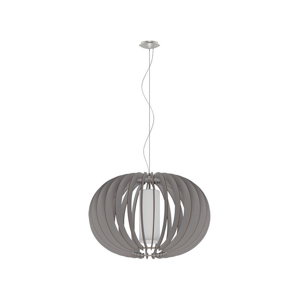Eglo Lighting-202123A-Stellato Colore - 27.5 Inch One Light Pendant   Matte Nickel Finish with White Glass with Grey Shade